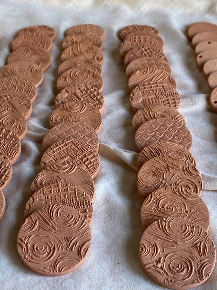 engraved terracotta clay diffuser disks 